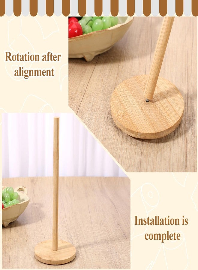 SHENLIU 4Pcs Wood Paper Towel Holder Stand, Kitchen Paper Hanger Rack Bathroom Towel Roll Stand Organizer Non-Slip Countertop Standing Papers Roll Holder for Kitchen Bathroom Countertop - Image 5
